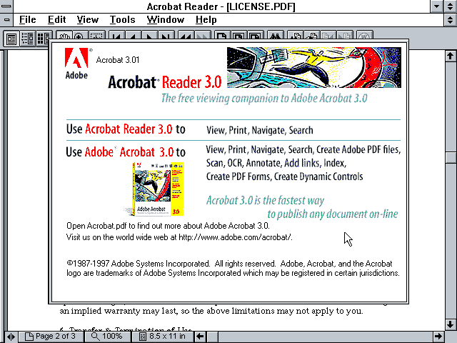 Acrobat Reader 3 - About